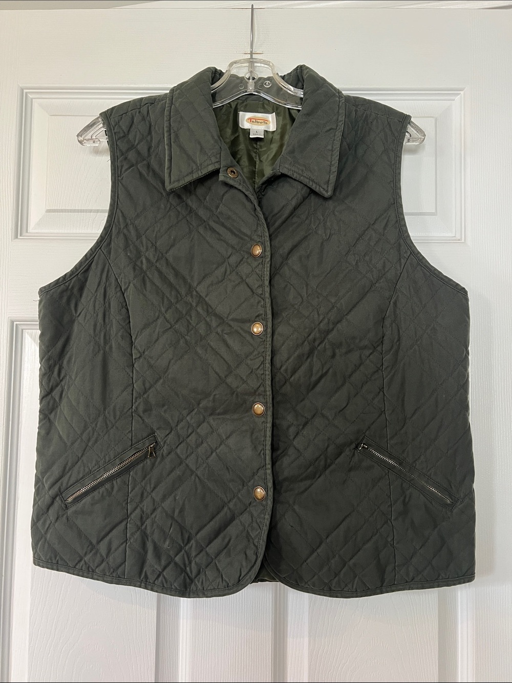 Talbots Quilted Sleeveless Vest in Olive
